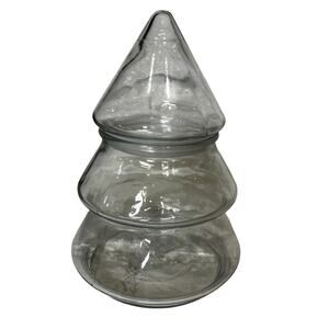 Anchor Hocking Christmas Tree Jar Cookie Clear Glass 10”